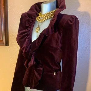 Milly New York Deep Burgandy Velvet Blazer.  Sz 2